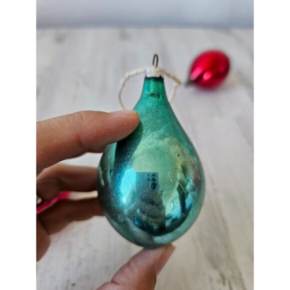Vintage glass mercury teardrop ornament set pink red blue green - Picture 8 of 9
